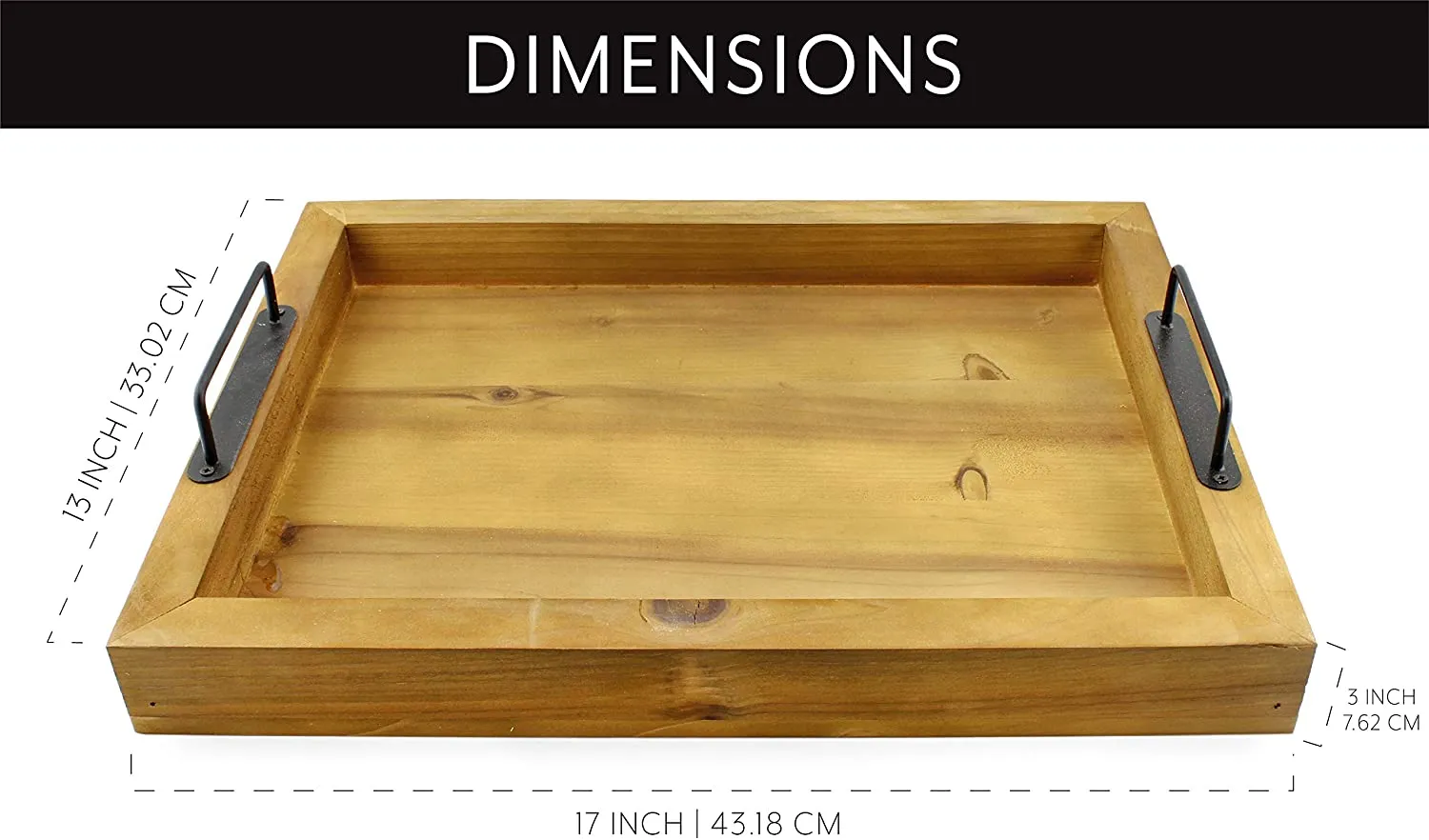 Rustic Brown Wood Serving Tray (Case of 6)