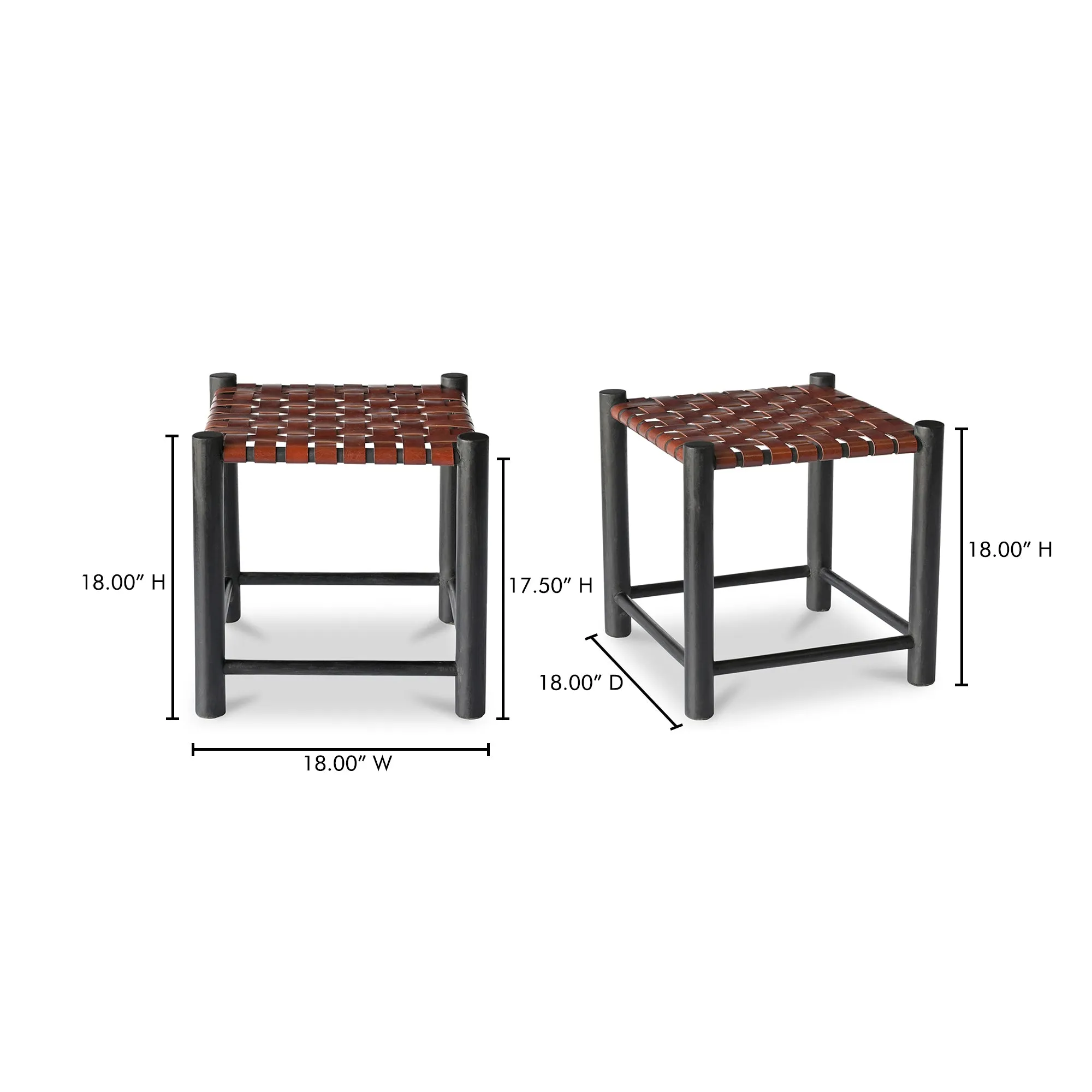 Rustic Grace Stool in Solid Mango Wood with Leather Accents