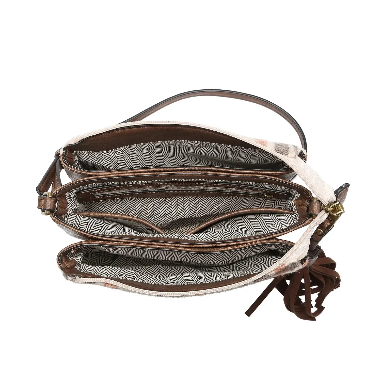 Sabrina Two Tone Crossbody Cow Brown