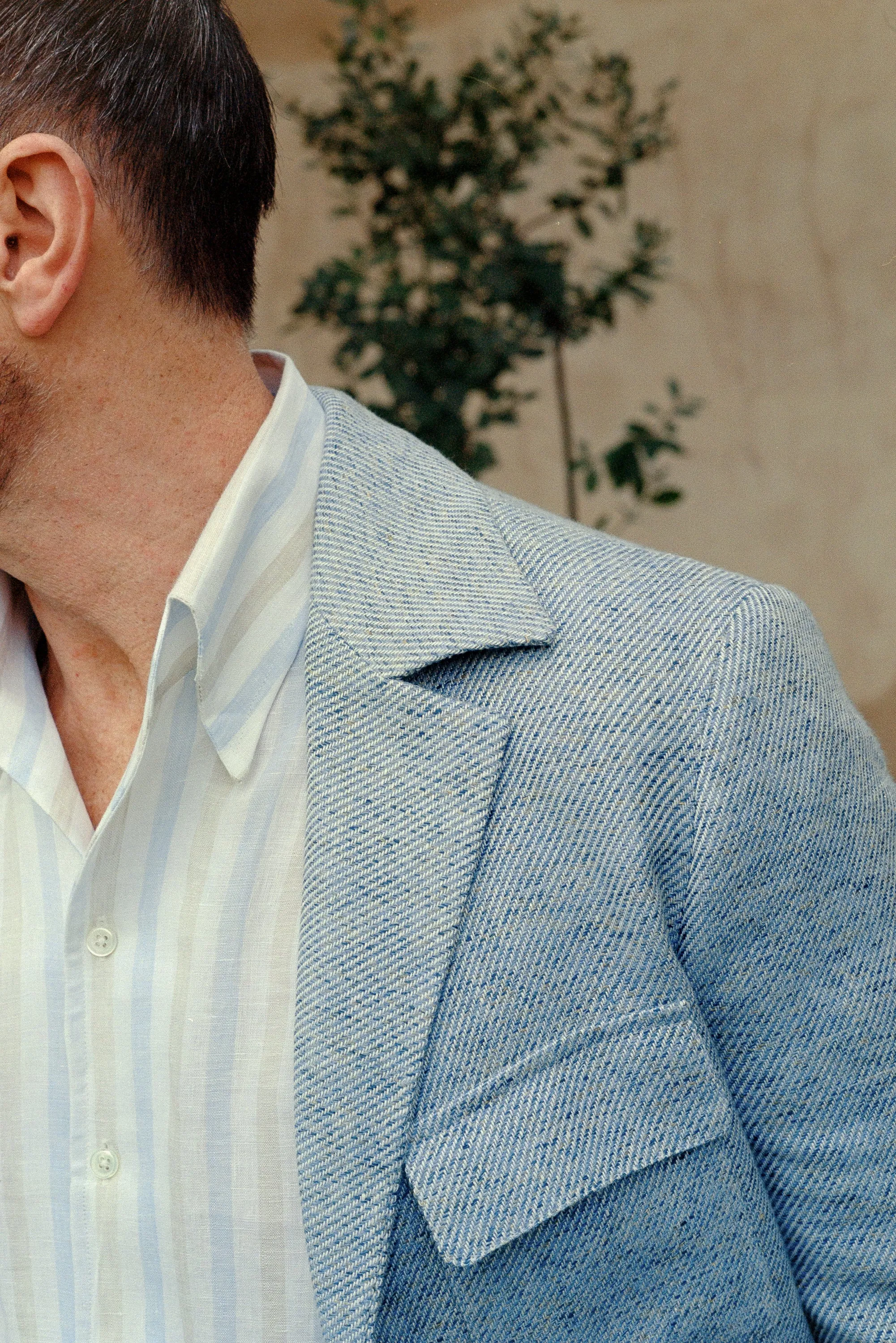Safari Jacket in Sky Blue Summer Tweed