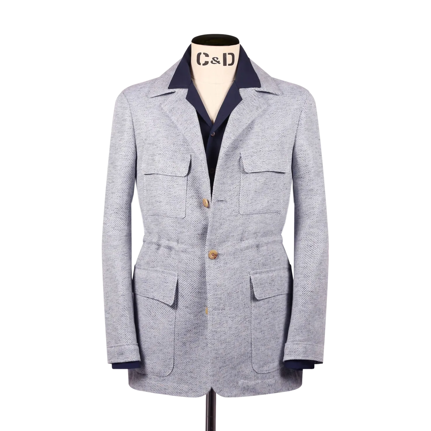 Safari Jacket in Sky Blue Summer Tweed