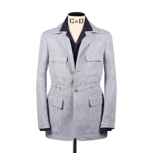 Safari Jacket in Sky Blue Summer Tweed