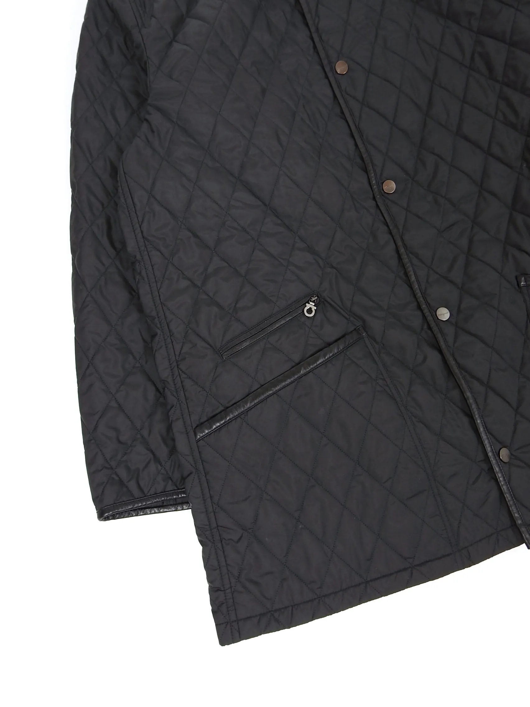 Salvatore Ferragamo Quilted Coat with Leather Trim