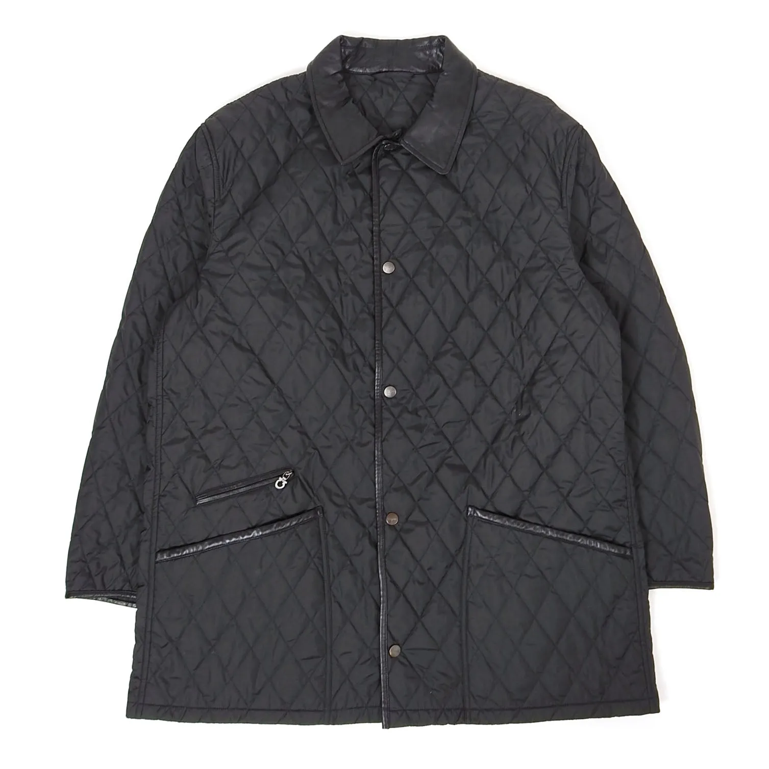 Salvatore Ferragamo Quilted Coat with Leather Trim