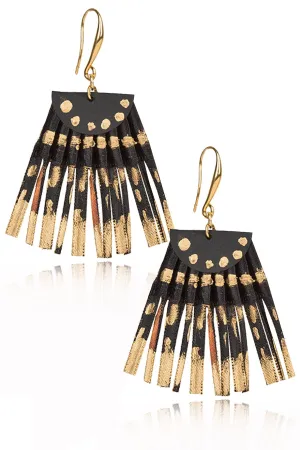 Scallop Black Silk Earrings with Gold