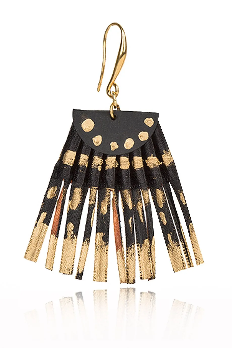 Scallop Black Silk Earrings with Gold