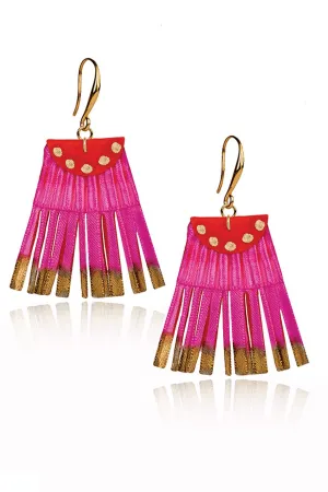 Scallop Silk Fuchsia Earrings