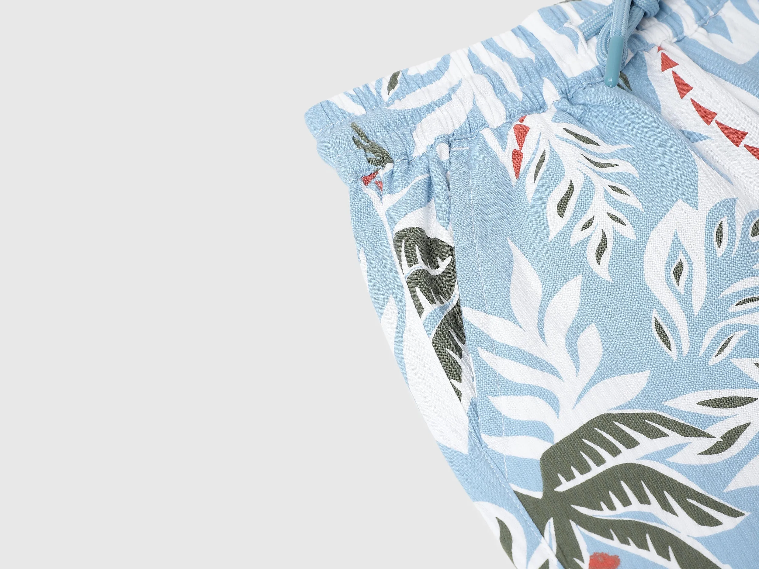 Seersucker Palm Print Regular Fit Beach Shorts