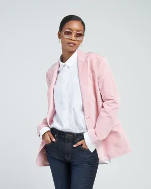 shrunken raw cut blazer - pink washed velvet