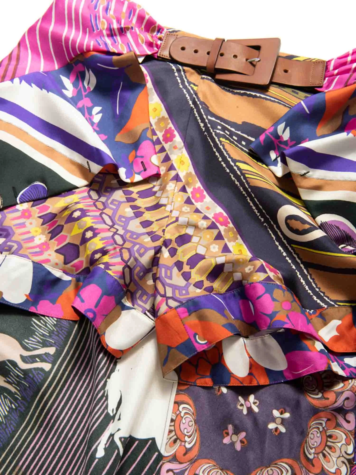 Silk Equestrian Set Belted Shorts Value-based Skirt Chloe Broad collection Multicolor Ruffled Floral