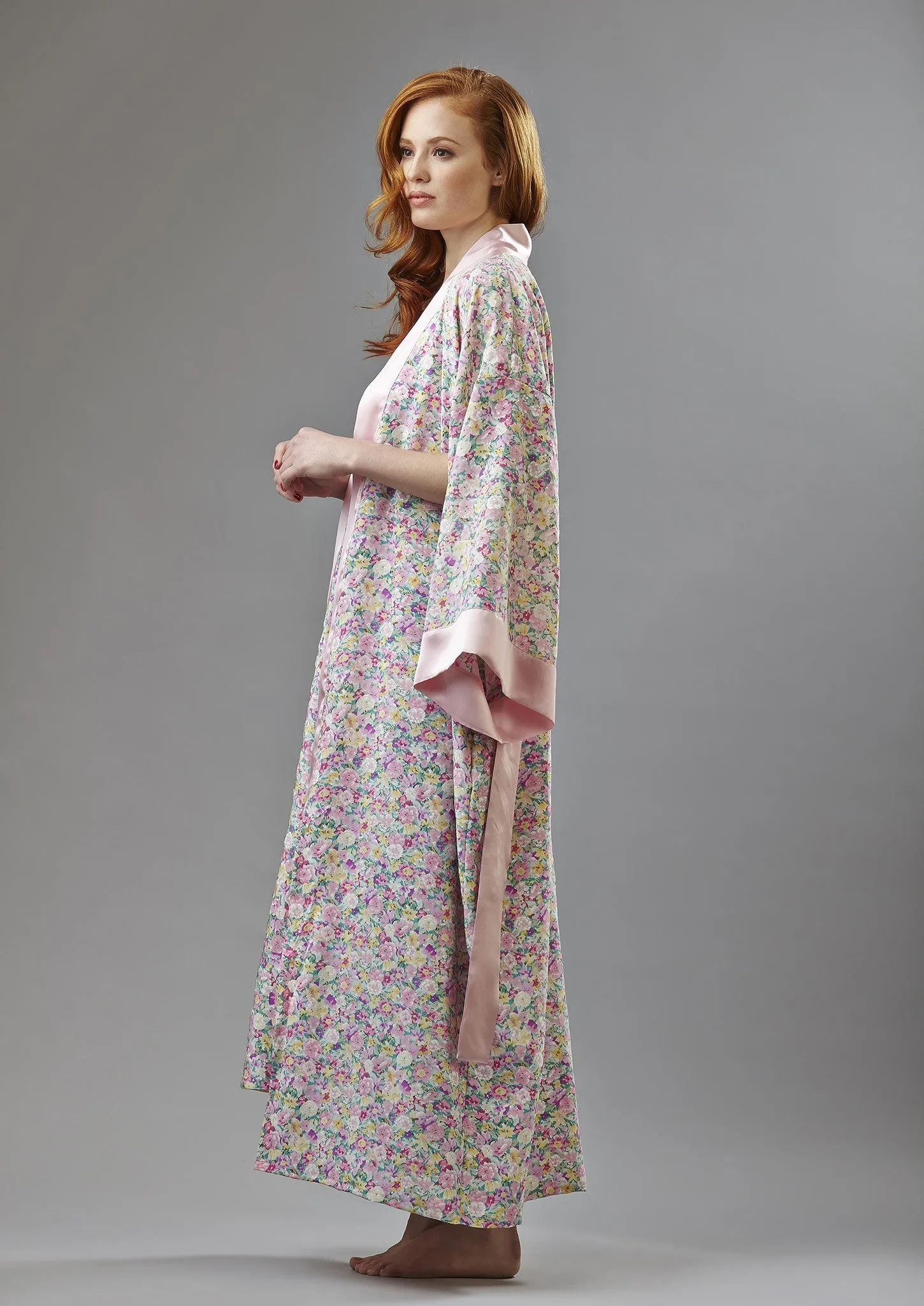 Silk flower print; Long Kimono  - Final sale- No returns