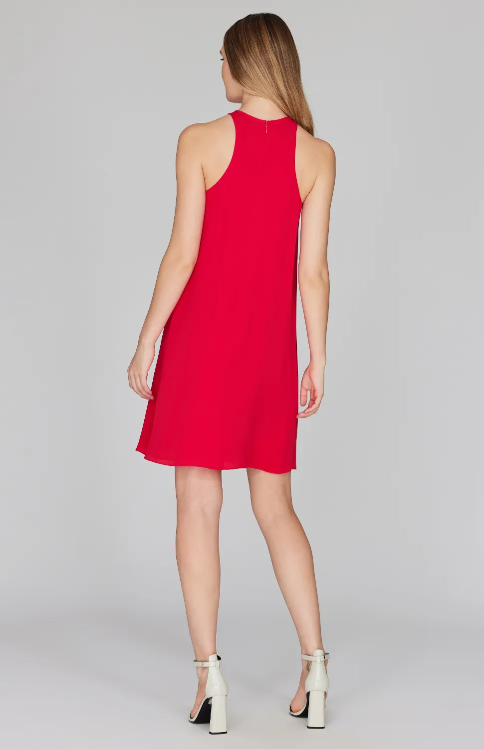 Silk Georgette Short Sleeveless Trapeze Dress