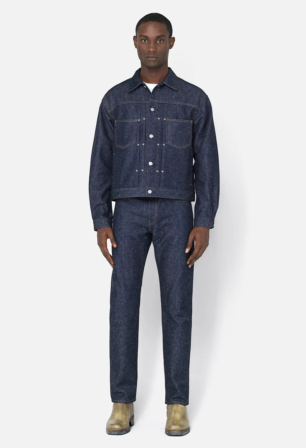 Silk Noil Cropped Thumper Jacket Type II / Raw Indigo