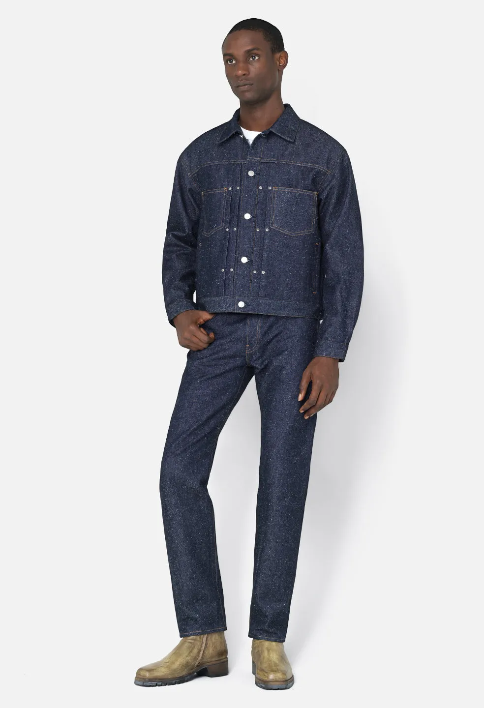 Silk Noil Cropped Thumper Jacket Type II / Raw Indigo
