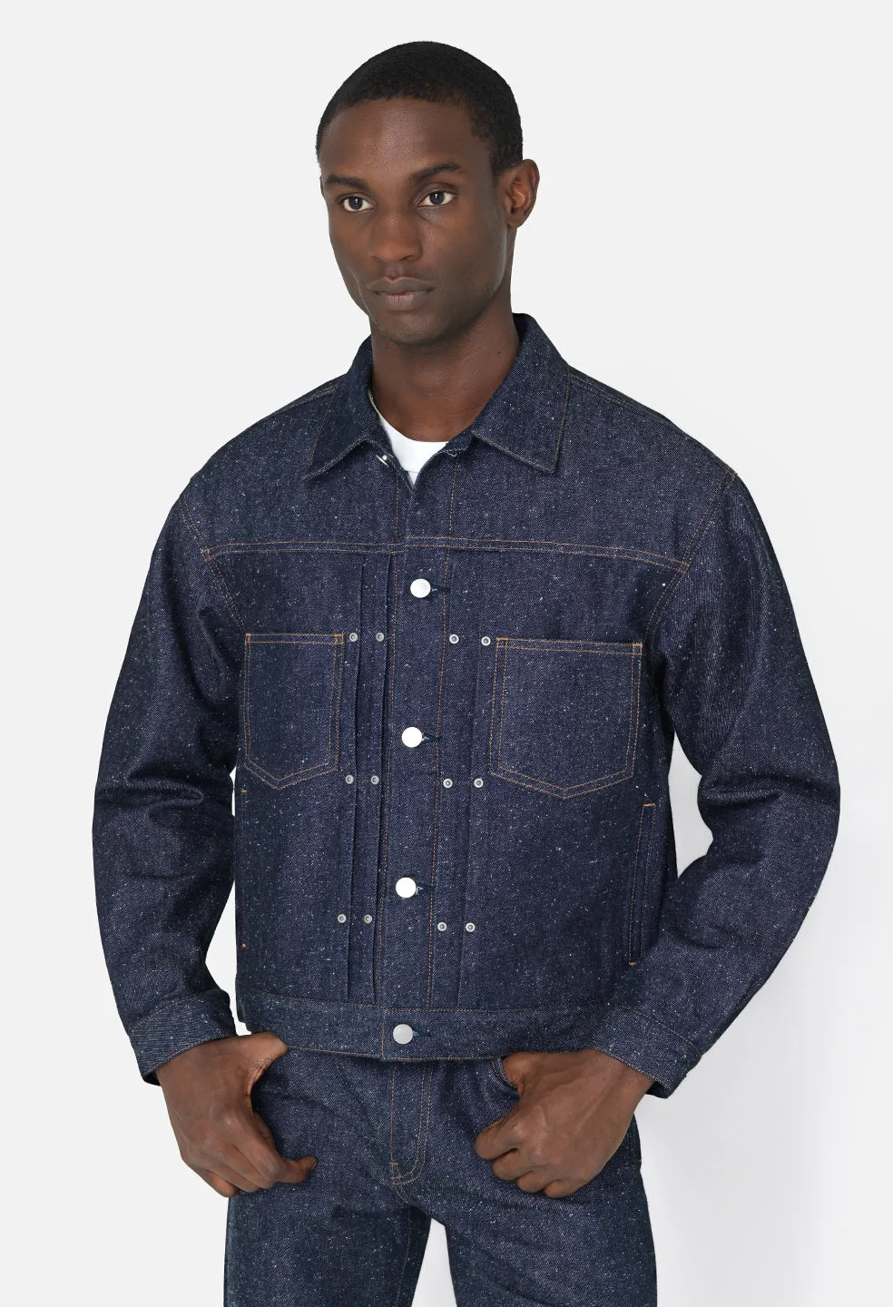 Silk Noil Cropped Thumper Jacket Type II / Raw Indigo