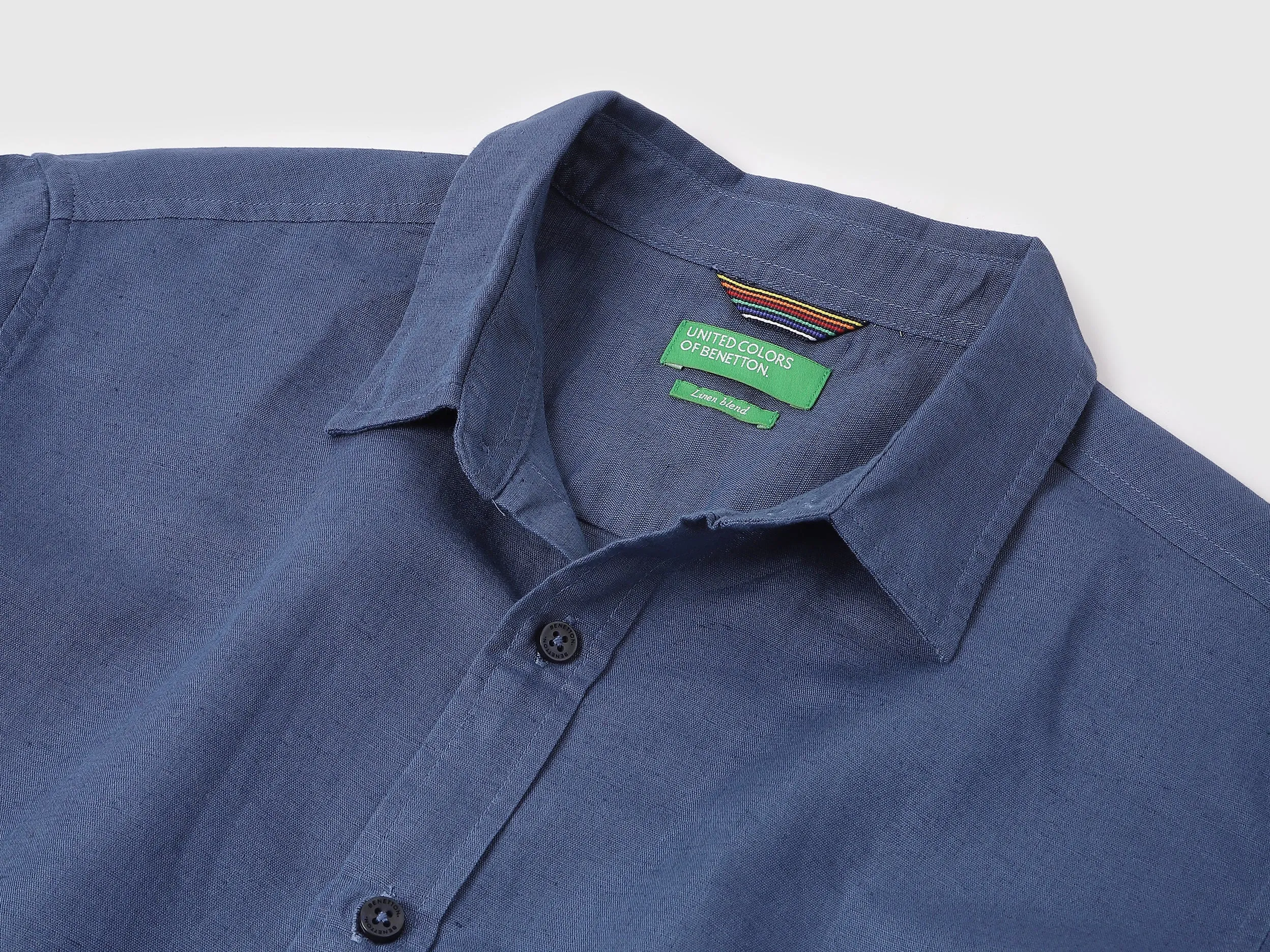 Slim Fit Spread Collar Solid Shirt