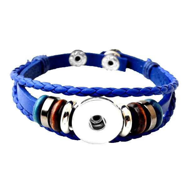 Snap button bracelet base 18mm round PU Leather silver finding U PICK color