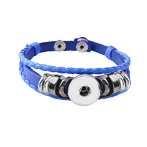 Snap button bracelet base 18mm round PU Leather silver finding U PICK color