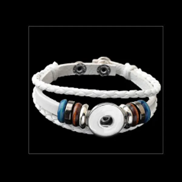 Snap button bracelet base 18mm round PU Leather silver finding U PICK color