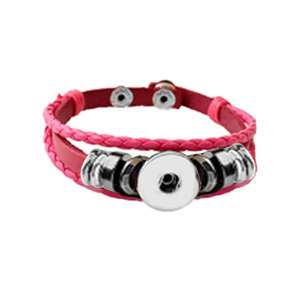 Snap button bracelet base 18mm round PU Leather silver finding U PICK color