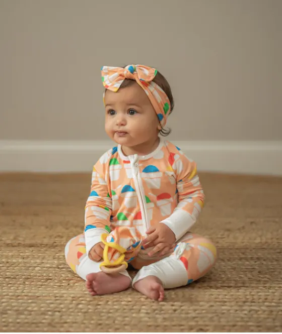 Snowball Bamboo Bow Headband