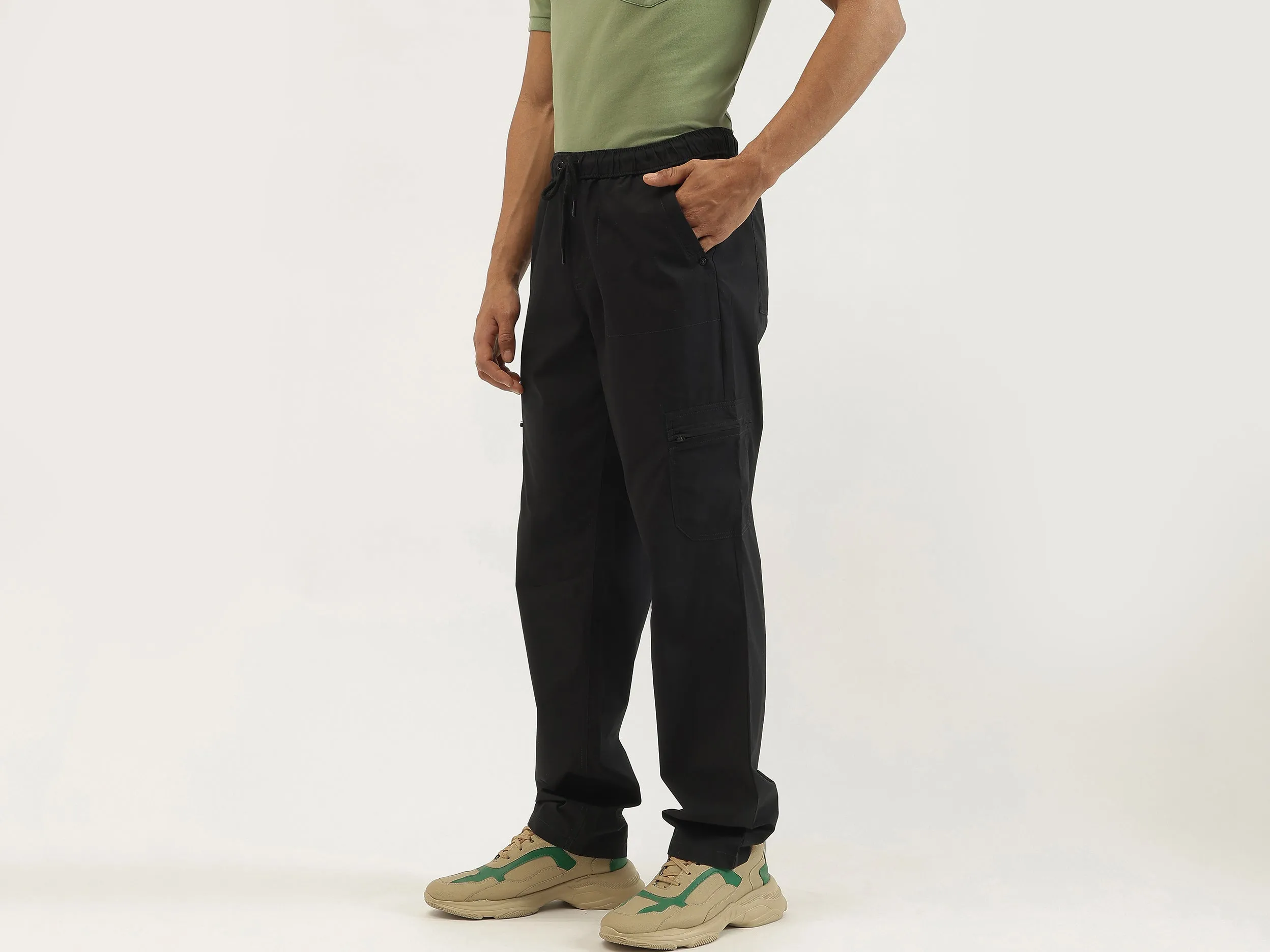 Solid Straight Fit Trousers
