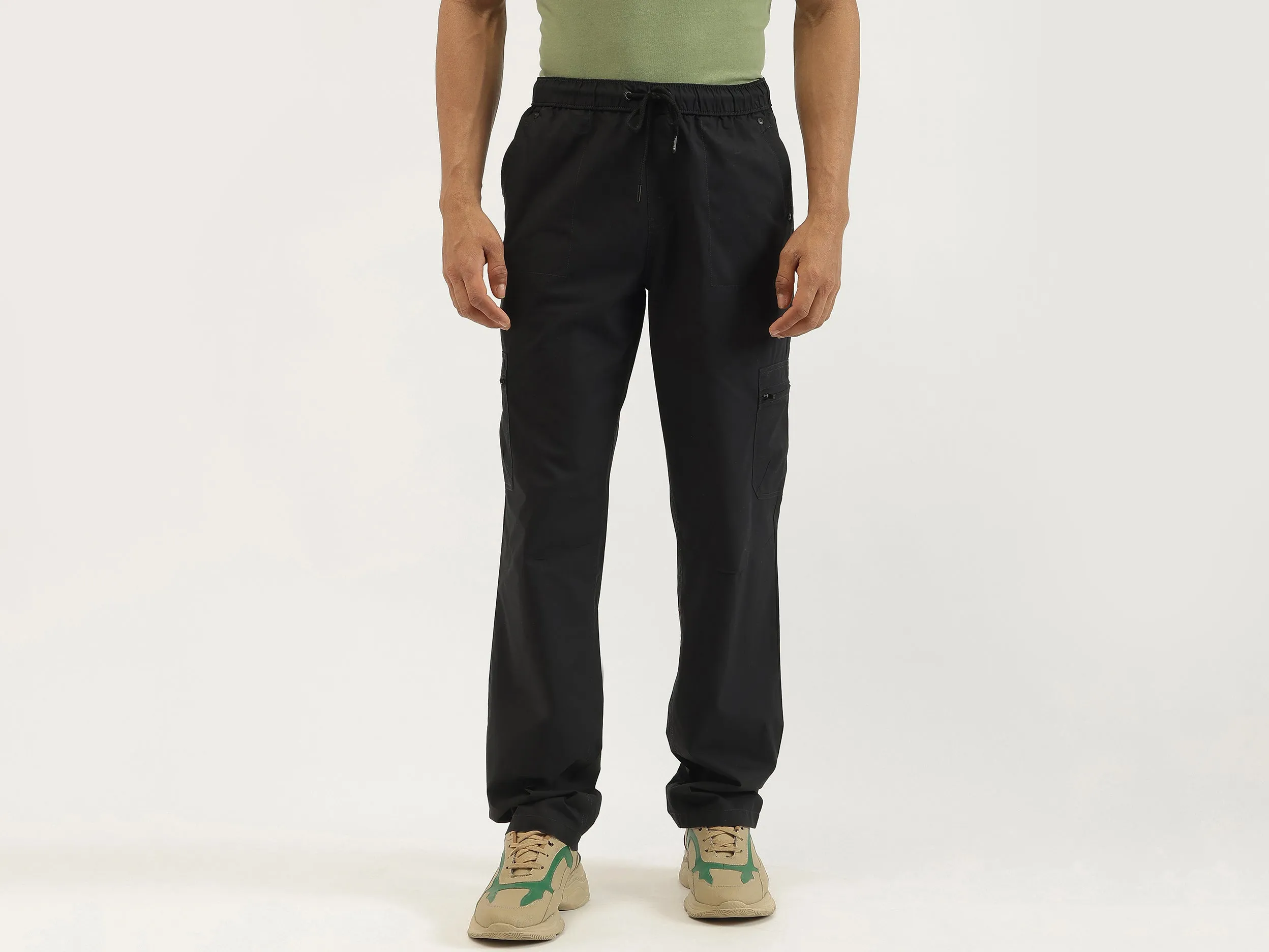 Solid Straight Fit Trousers