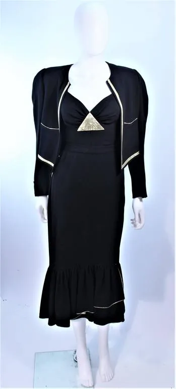 SONIA RYKIEL Silk and Gold Metallic Cocktail Set Size 42