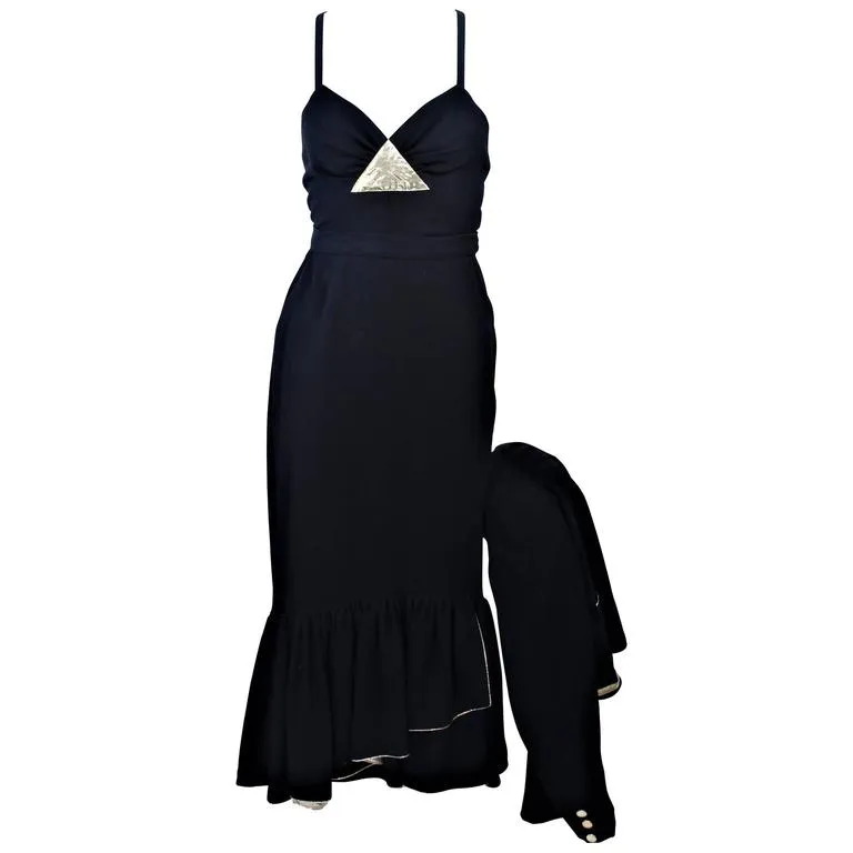 SONIA RYKIEL Silk and Gold Metallic Cocktail Set Size 42