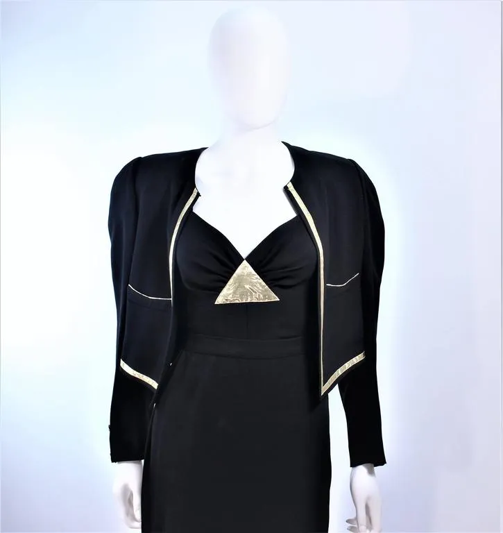 SONIA RYKIEL Silk and Gold Metallic Cocktail Set Size 42