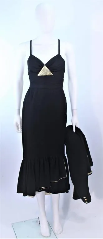 SONIA RYKIEL Silk and Gold Metallic Cocktail Set Size 42
