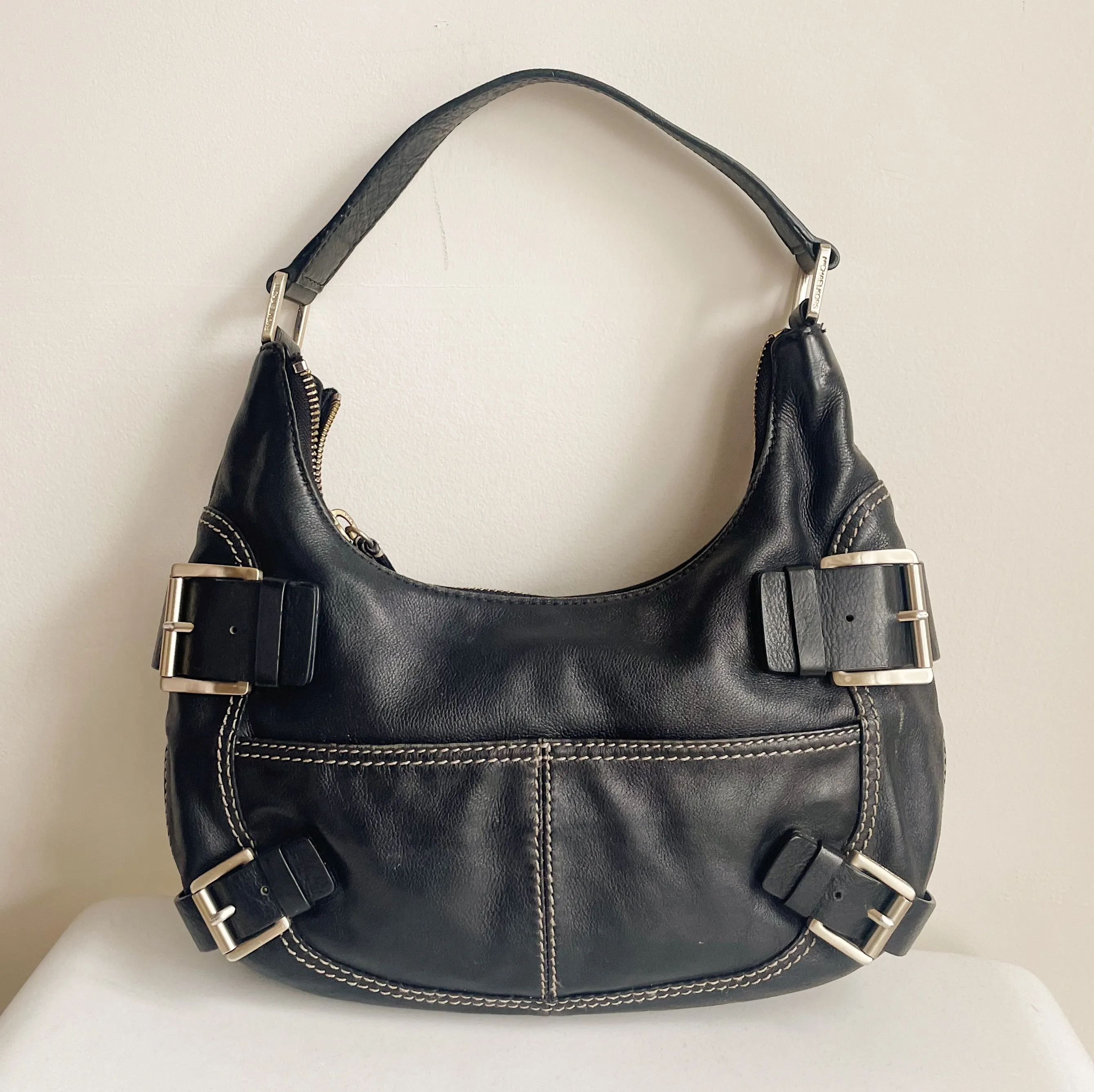 Soot Curved Belted Shoulder Bag