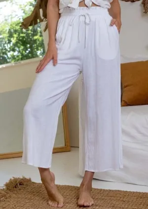 Sophia Linen Pant - White
