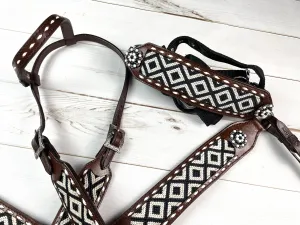 Southwest Black & White Woven Inset Bronc Halter