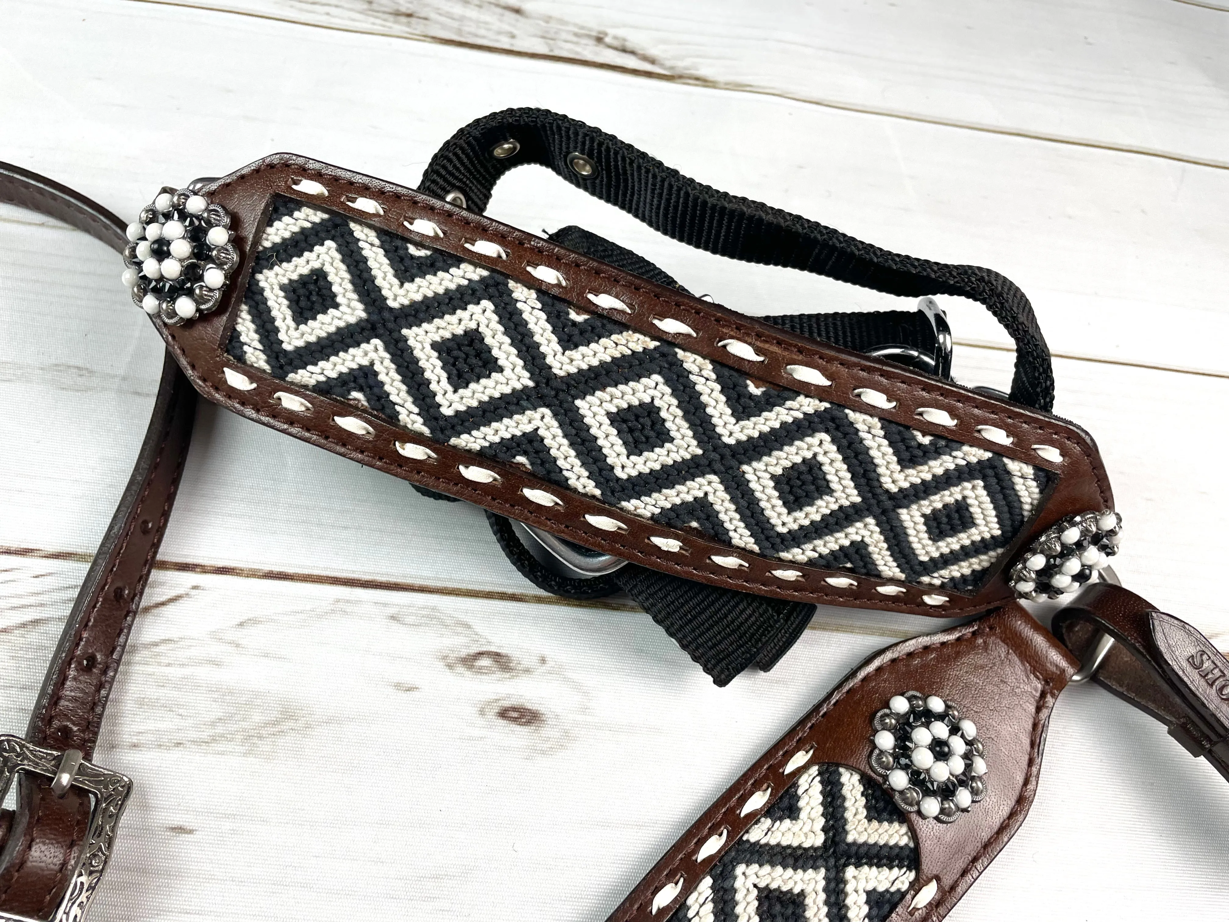 Southwest Black & White Woven Inset Bronc Halter