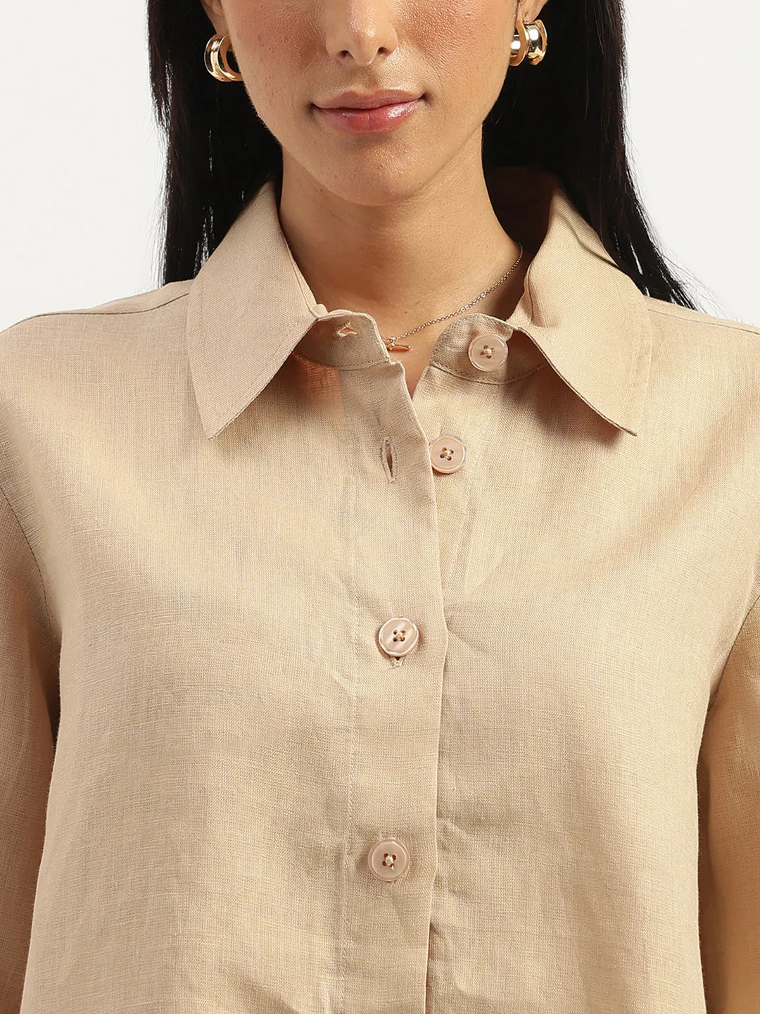 Spread Collar Solid Shirt