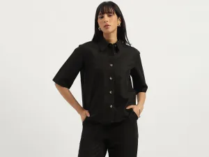 Spread Collar Solid Shirt