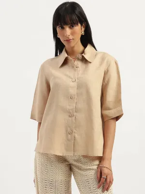Spread Collar Solid Shirt