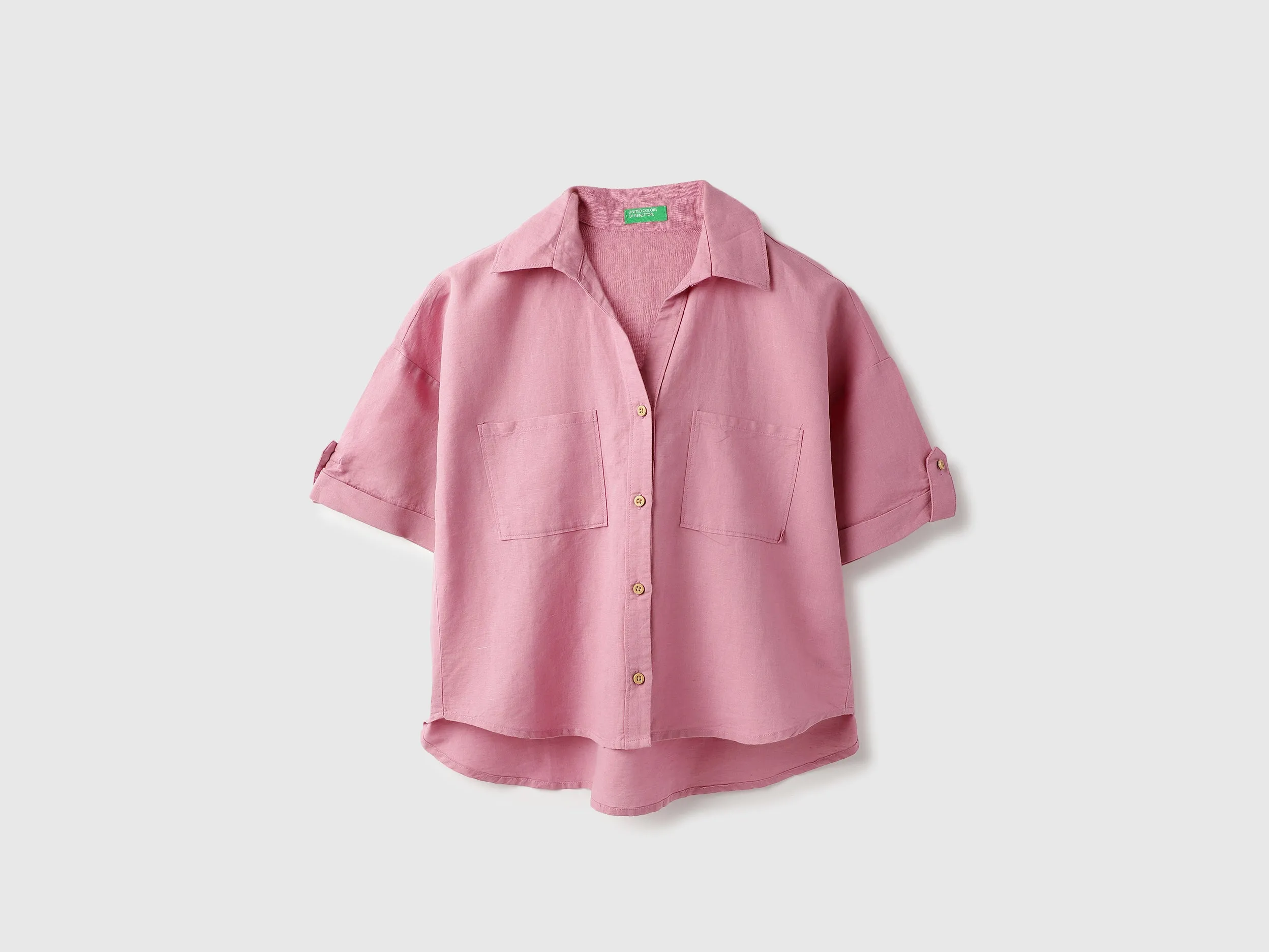 Spread Collar Solid Stylised Shirt