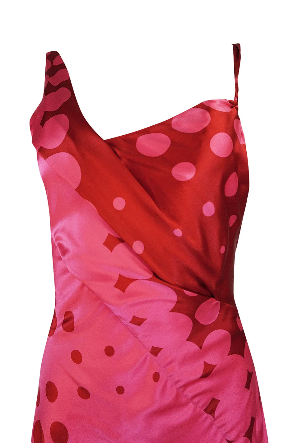 Spring 2003 Christian LaCroix Raspberry Pink & Red Silk Trained Dress