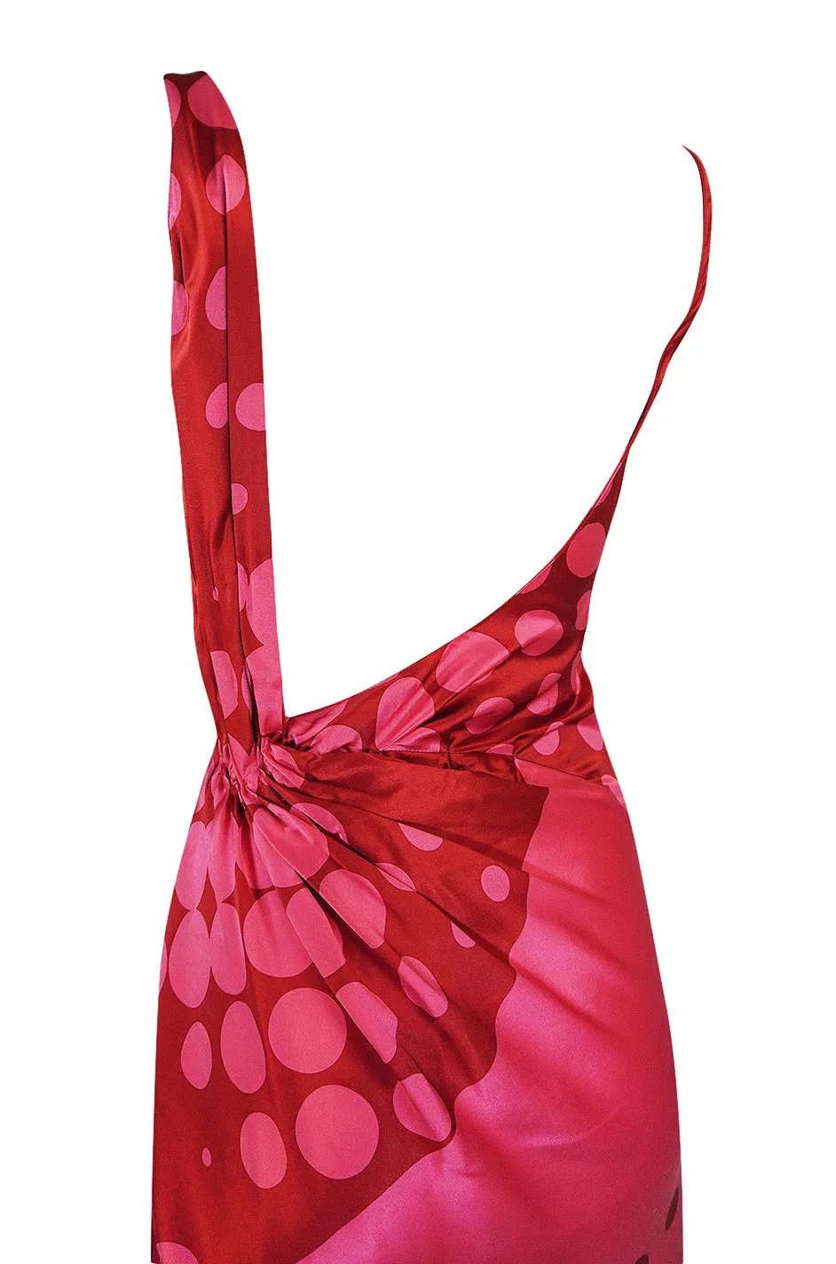 Spring 2003 Christian LaCroix Raspberry Pink & Red Silk Trained Dress
