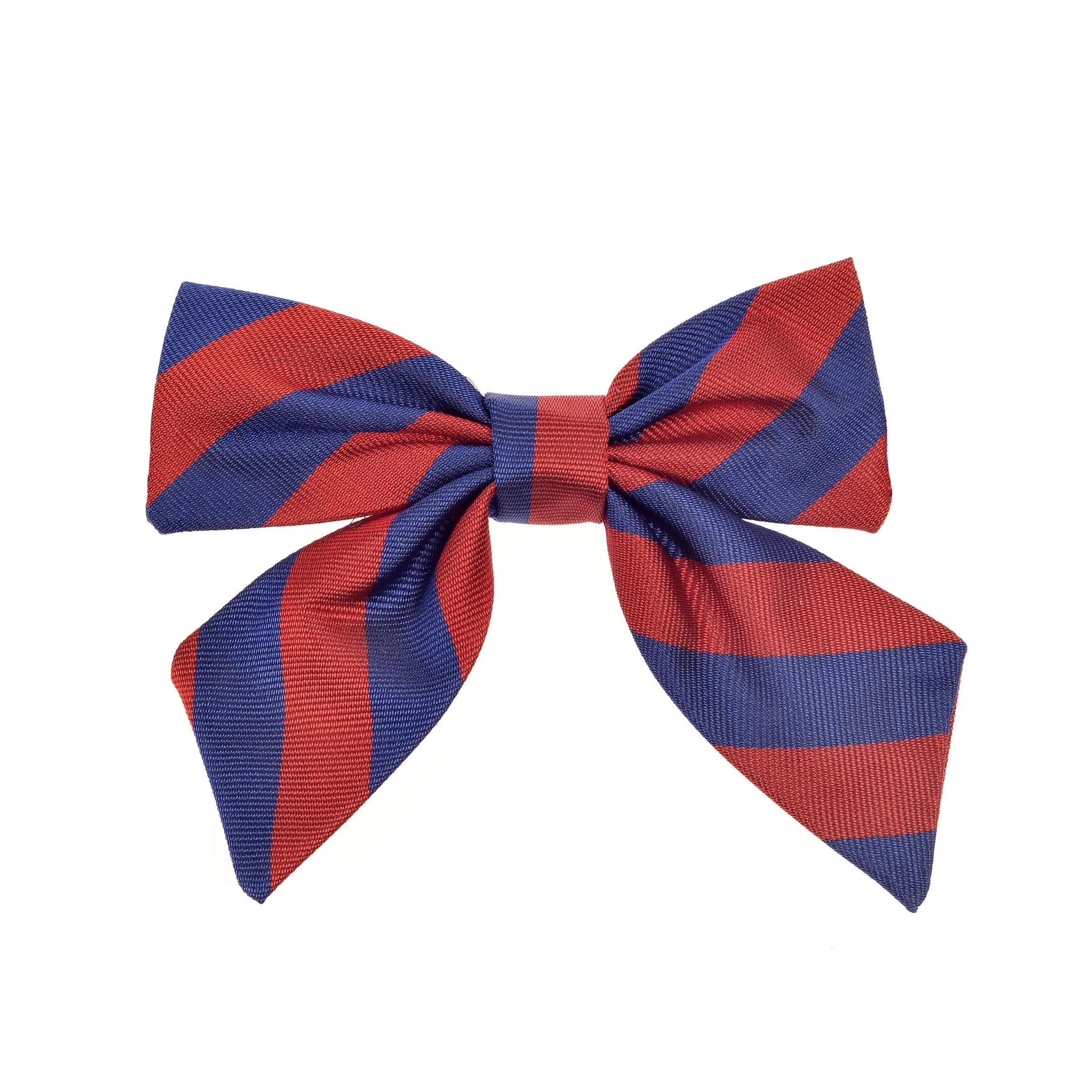 St Clement's Girls Silk Neck Bow - Blue & Red Varsity Stripes