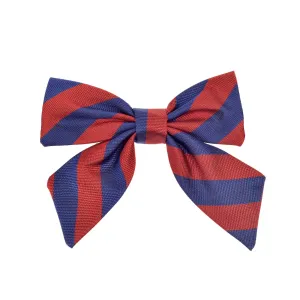 St Clement's Girls Silk Neck Bow - Blue & Red Varsity Stripes