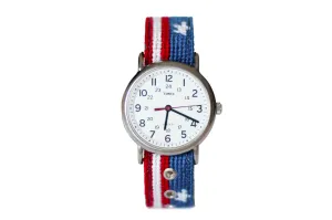 Stars & Stripes Needlepoint Watch Strap and Timex Watch Face