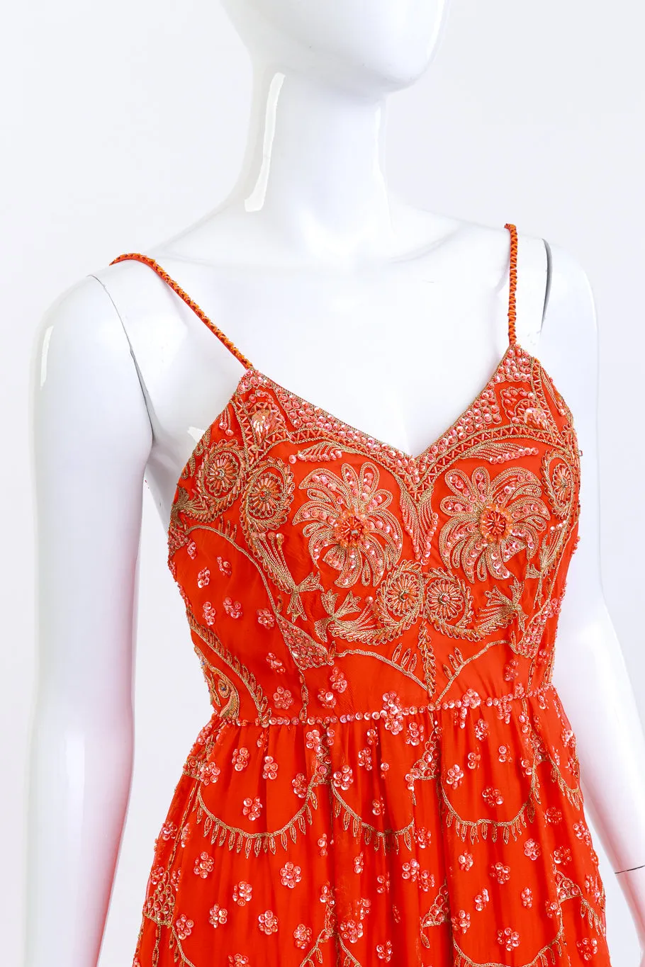 Strappy Silk Sequin & Bead Dress
