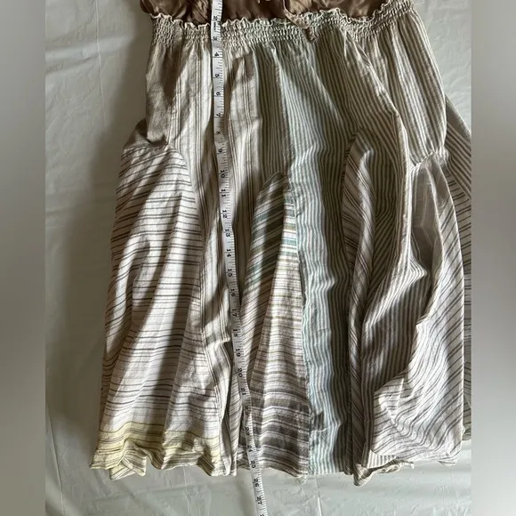 Striped Linen Patchwork Skirt