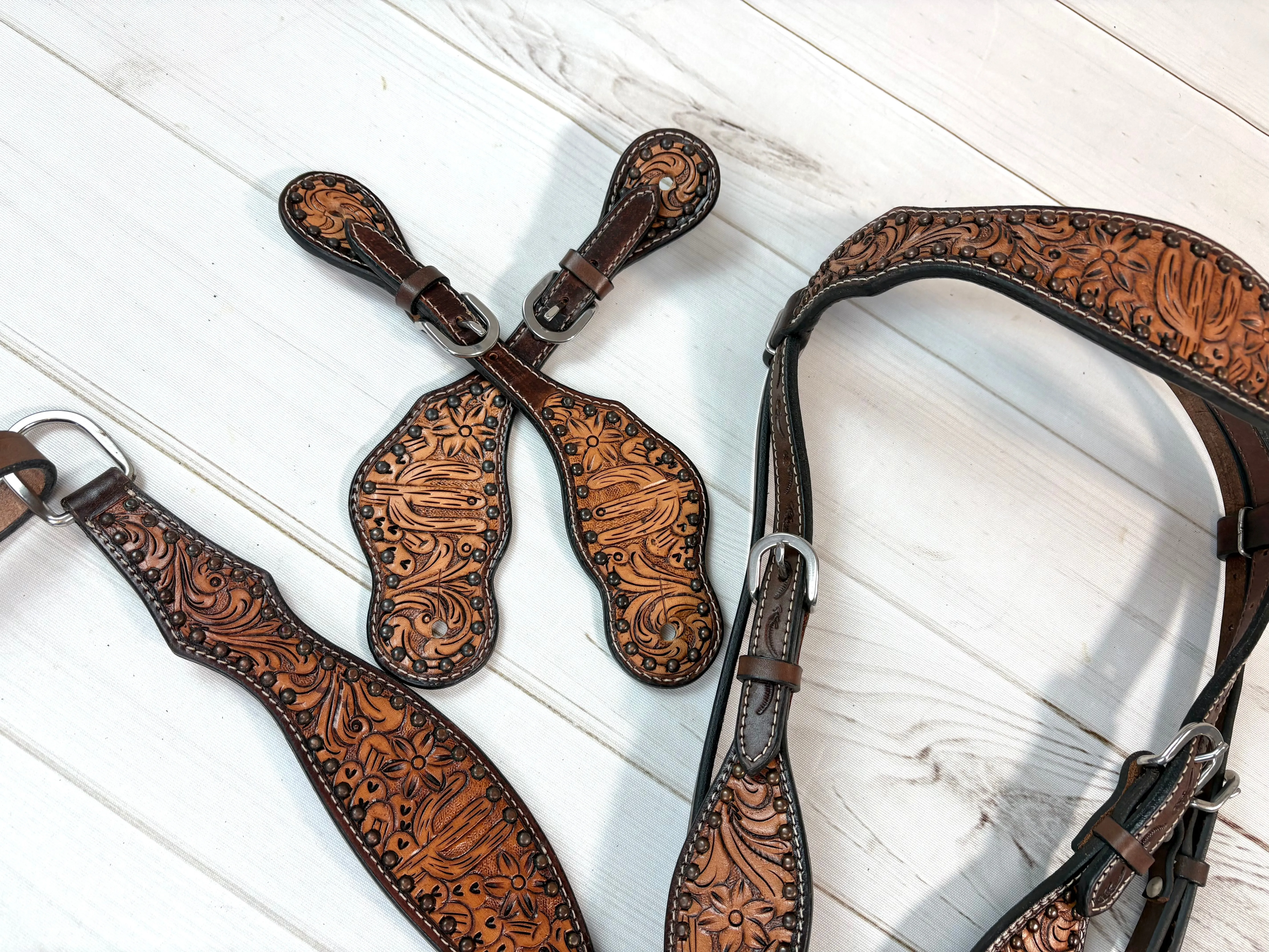 Studded Desert Cactus Spur Straps