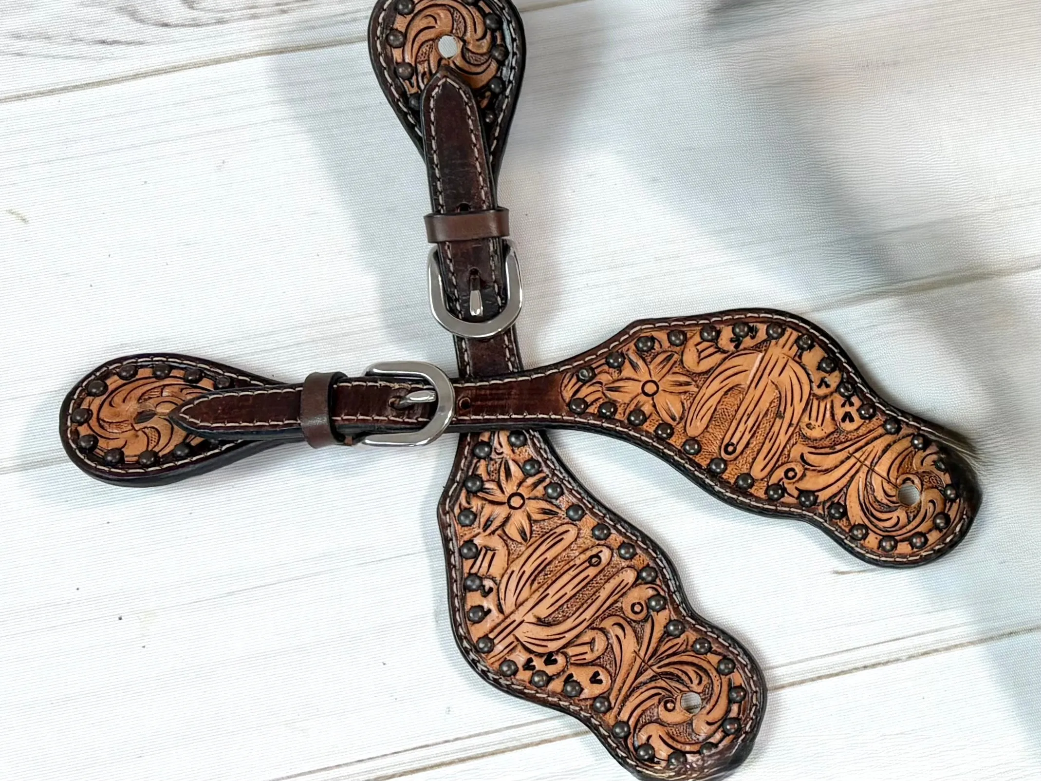 Studded Desert Cactus Spur Straps