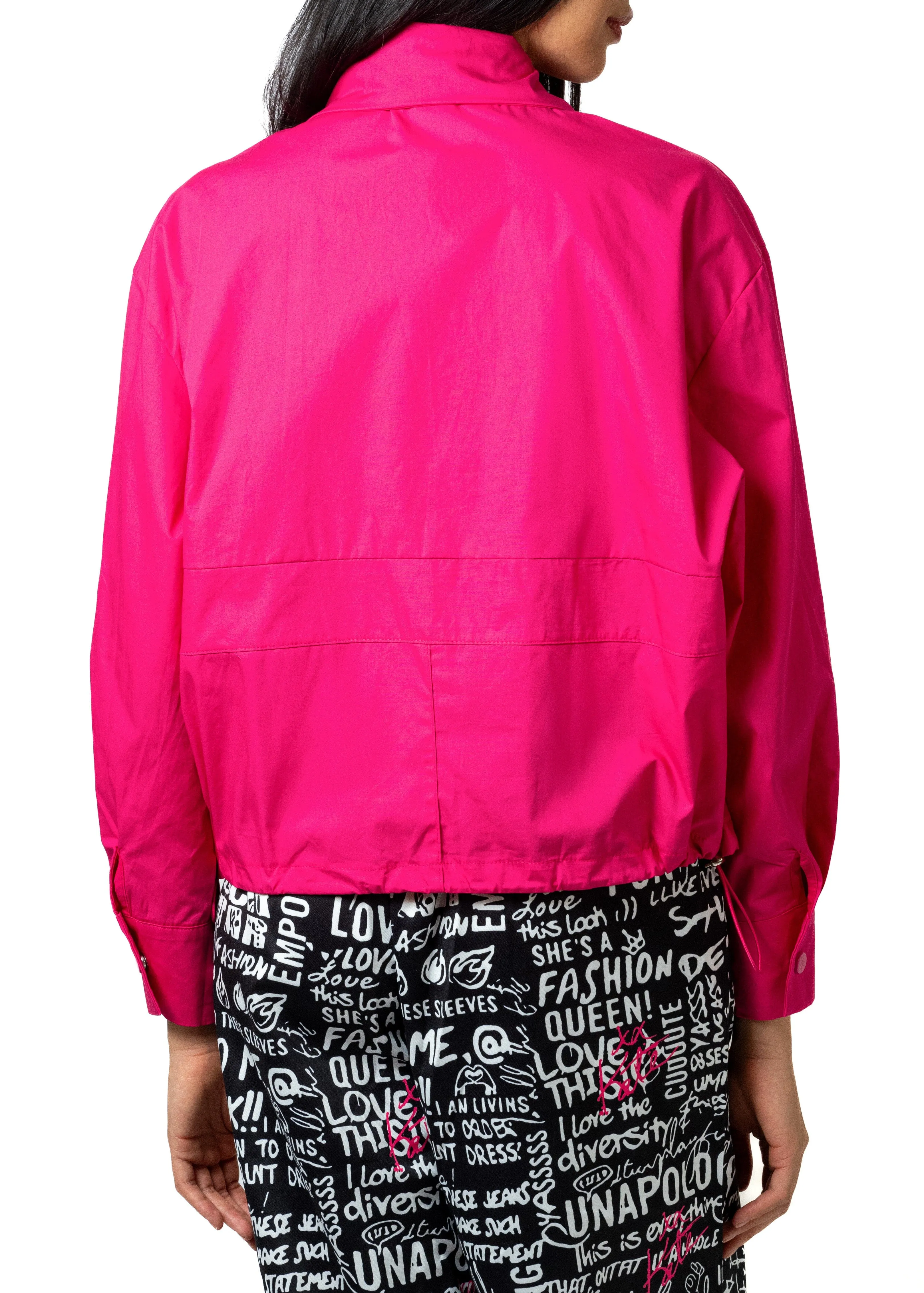 Studded Drawstring Hem Bow Blouse