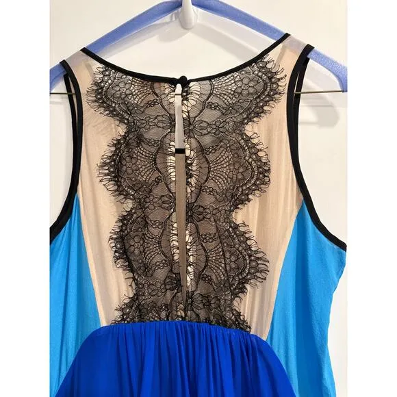 Sundance Size M Medium 100% Silk Blue Tan Tank Dress